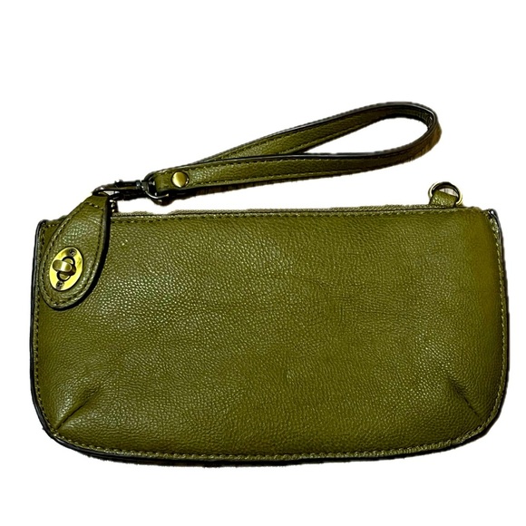 Joy Susan Olive Green Leather Wristlet - Picture 2 of 6